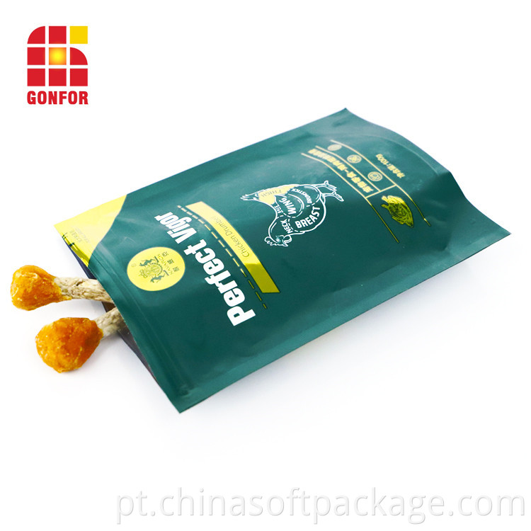 Laminated Aluminum Foil Polyester Stand Up Pouch With Ziplock For Chicken Food Packaging